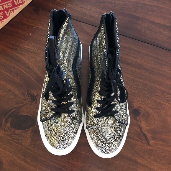 LIKE NEW Vans Gold/Black Hightops - Picture 2 of 4
